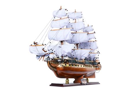 Uss Constitution Wooden Model Ship With Sails Up Assembled