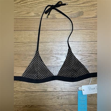 Beach Bunny Swim Nwt Beach Bunny Swimwear Sheer Addiction Black Nude Stripe Bikini Top