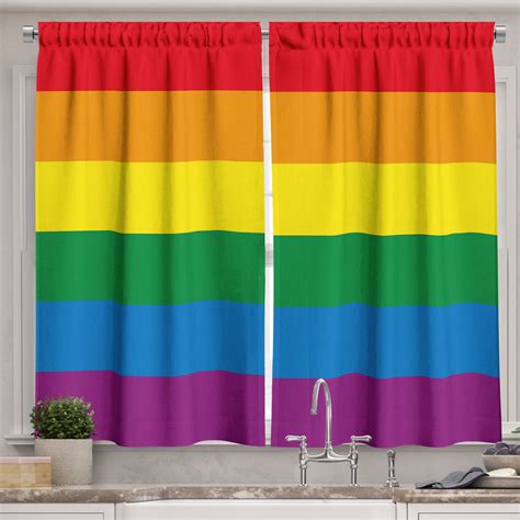 Ambesonne Rainbow Kitchen Curtains Gay Parade Flag Freedom X Multicolor Walmart