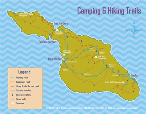 catalina island map catalina island camping  hiking map