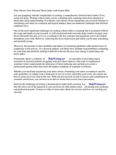 Doctoral Thesis Index Pdf