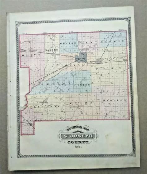 St Joseph County Indiana 1875 Sectional Map Shows Notre Dame South