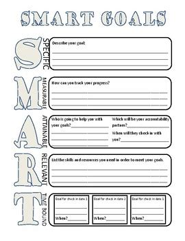 SMART goals worksheet by Jordan Chesler High School Counselor | TPT