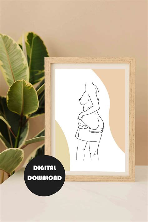 Printable Naked Woman Line Art Nude Line Art Female Drawing Minimalist Wall Art Erotic Art