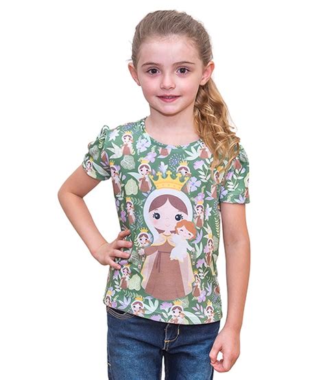 Fontemell Moda Católica Camiseta Infantil N Sra do Carmo