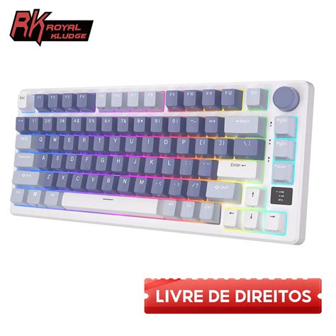 Royal Kludge Rkm Tri Mode Rgb Fio Bluetooth G Key Sem Modos Hot Swap Faz A Boa