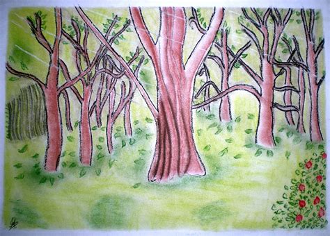 Forest Scenery Drawing by Indu Raghavan - Pixels