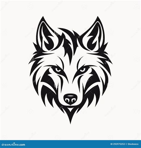 Black and White Tribal Wolf Head Logo Design Stock Illustration ...