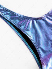 ZAFUL Metallic V Wired Cheeky Bikini Swimwear In BLUE ZAFUL