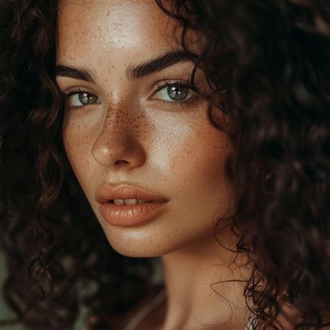 Premium Photo Photo Portrait Of Gorgeous Curly Brunette Woman