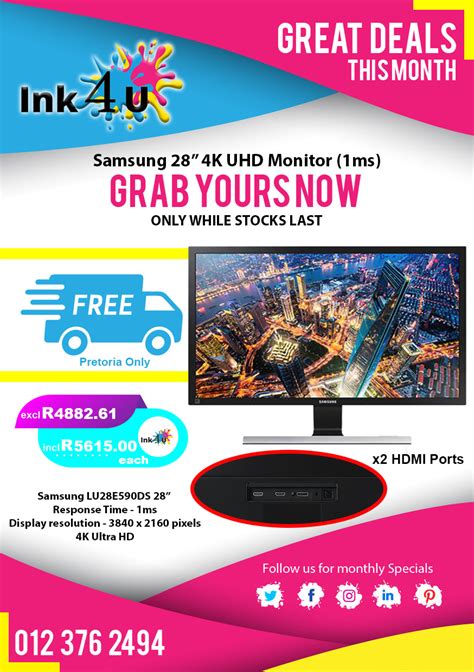 Samsung 28 inch UHD 4K Monitor 1MS 3840x2160