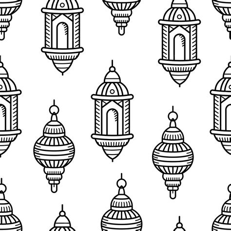premium vector lantern outline doodle hand drawn seamless pattern