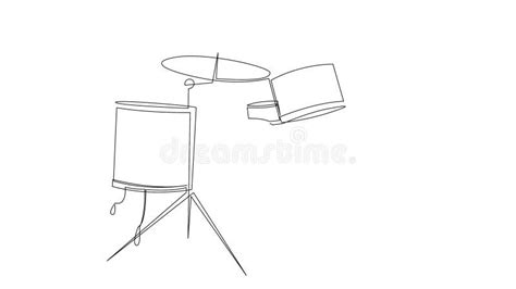 Self Drawing Animation Of Continuous Line Drawing Of Drum Instrument