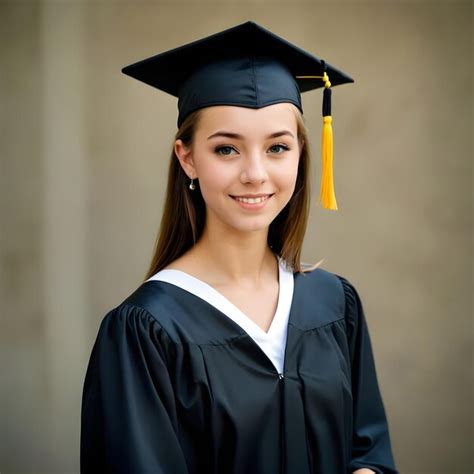 A Girl In A Graduation Cap And Gown Smiles For The Camera Premium Ai