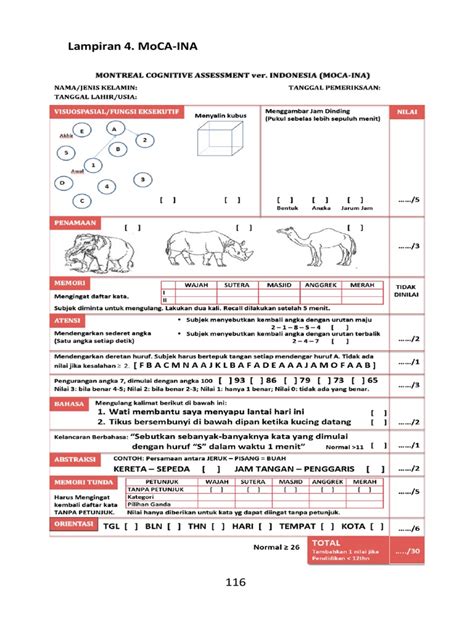 Montreal Cognitive Assessment Indonesia Moca Ina Pdf
