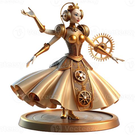dramatic contemporary A steampunk automaton in the form of a graceful