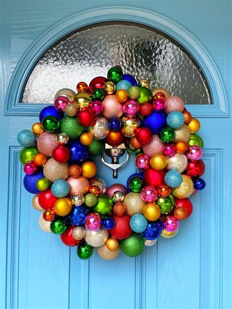 Multicoloured Bauble Wreath Christmas Wreath Xmas Wreath Etsy