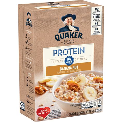 Quaker Select Starts Protein Banana Nut Instant Oatmeal Shop Oatmeal