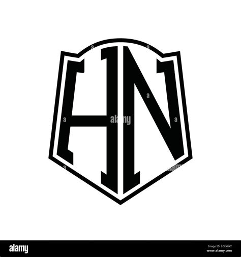 Hn Logo Monogram With Shield Shape Outline Design Template Isolated In