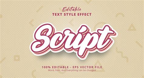 premium vector script text cartoon style effect editable text effect