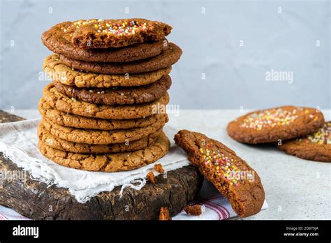 Homemade Crunchy Brown Sugar Cookies Stock Photo Alamy