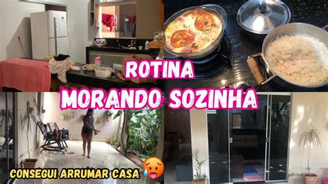 Rotina morando sozinha vida real arrumei a casa fiz almoço