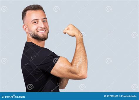 Muscle Guy Biceps Bodybuilder Fitness Naked Torso Back View Royalty Free Stock Image