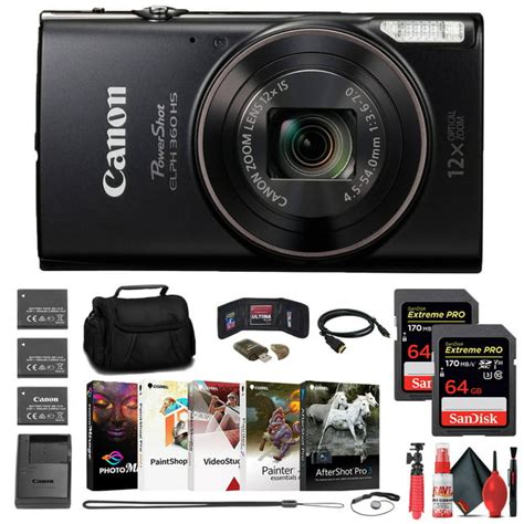 Canon PowerShot ELPH 360 HS Compact Digital Camera Bundle: 2 x 64GB ...