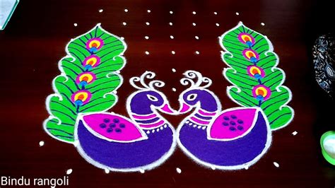 New Year Special Peacock Rangoli Designsnew Year Kolam Designsnew