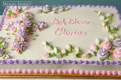 Sheetcake With Flowers 59religious This Is A Traditional Sheetcake With Classic Flowers