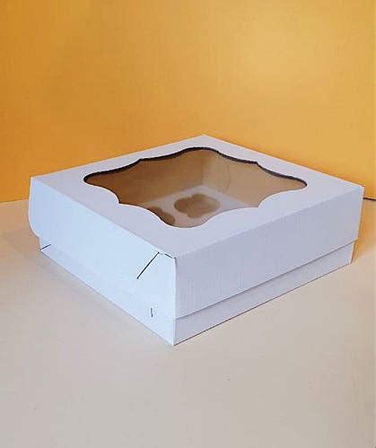 Коробка для 9 капкейков с окном 25х25х9 см из микрогофры 34х25х9 см (ID ...