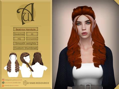 The Sims Resource Beatrice Hairstyle Neck Accessories Flower Hair