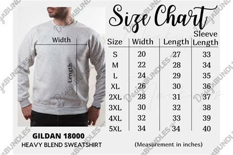 Size Chart Gildan 18000 Mens Sweatshirt Size Guide