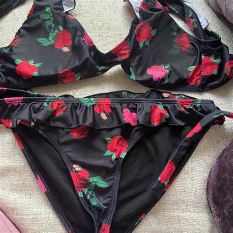 Selling My Missguided Black Floral Bikini Sold As Depop
