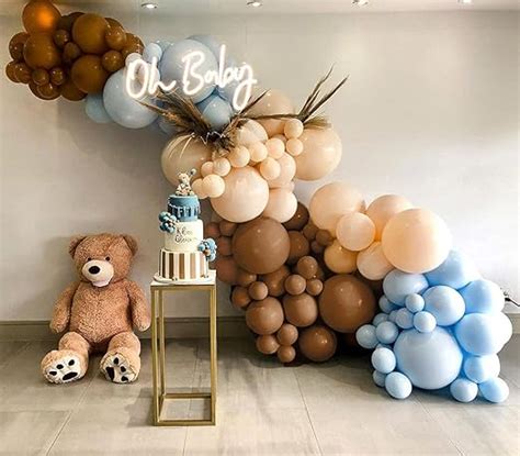 Amazon Blue Brown Coffee Balloons Garland Kit 136PCS Blue Nude Tan Brown Coffee Baby