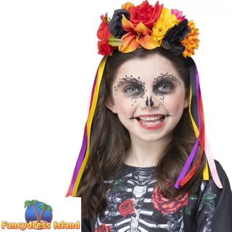 Smiffys Kids Day Of The Dead Colourful Rose Headband Fancy Dress New £8