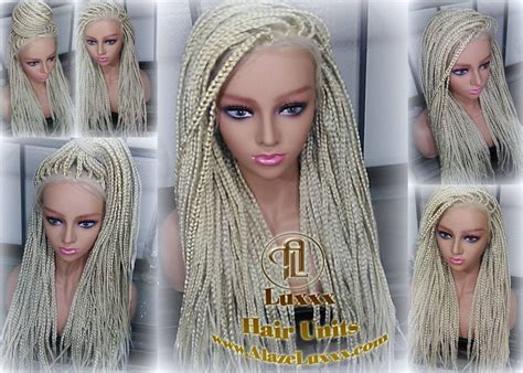 Plaitnum Blonde 613 Box Braid Wig Ombre Balayage White Blonde Etsy