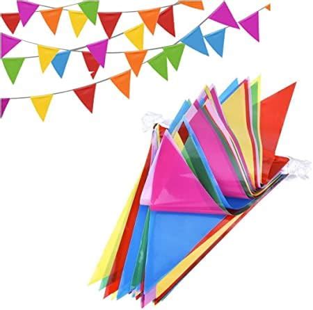 Amazon Pcs Multicolor Rainbow Pennant Banner Flags Reusable