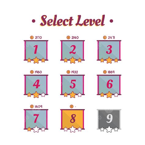 Level Select Vector Art Png Select Level Game In Blue And Purple