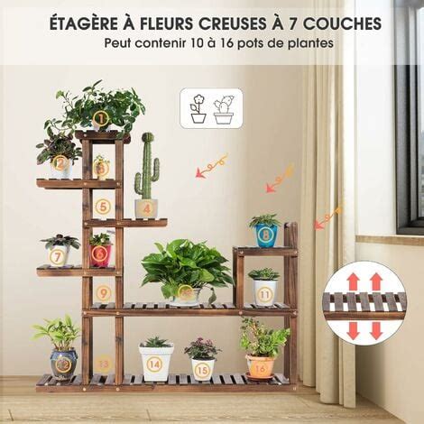 RELAX4LIFE Étagère à Fleurs en Bois à 5 Niveaux Support de Pots avec