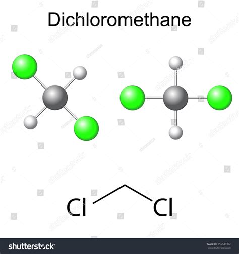 Structural Chemical Formula Model Dichloromethane Molecule Stock Vector ...