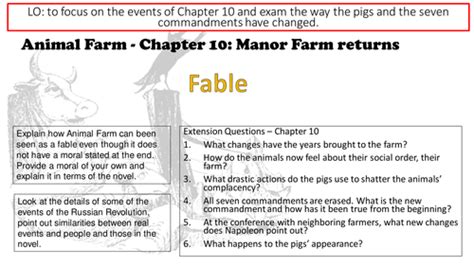 Animal Farm George Orwell Chapter 10 Lesson And Resources Teaching