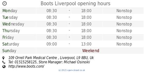 Boots Liverpool Opening Times 109 Orrell Park Medical Centre