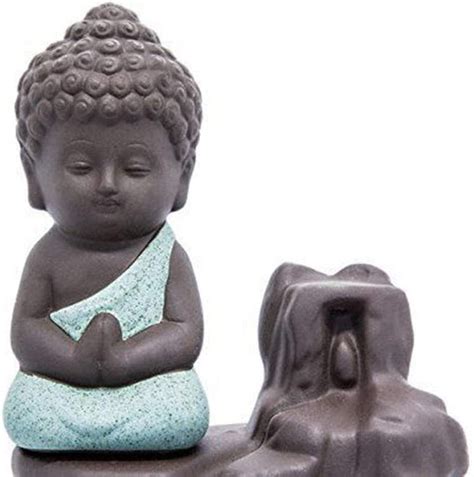 Polyresin Baby Monk Buddha Smoke Backflow Incense Holder Polyresin