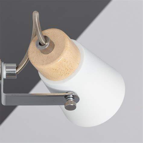 Lampe Murale Orientable Métal Et Bois Mara 1 Spot Blanc