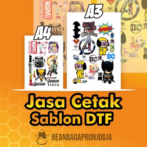 Jual Cetak Sablon DTF Ukuran A4 A3 Siap Press Pakai Mesin Atau Setrika