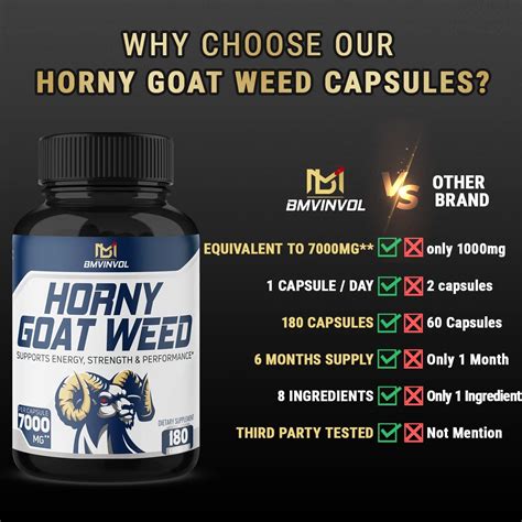 Horny Goat Weed Capsules 180 Capsules 7000mg Herbal Equivalent