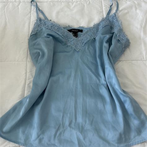Blue Lace Cami Top Lingerie Small Stains Shown Depop