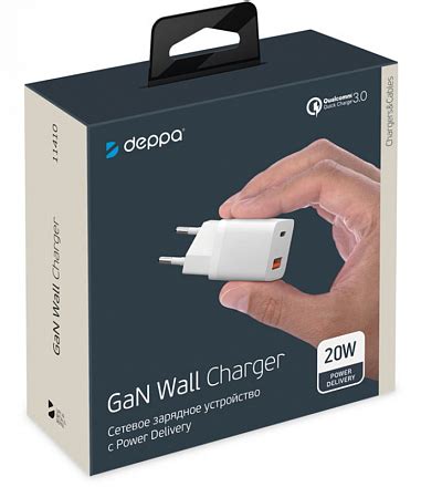 Купить Сетевое зарядное устройство Deppa USB-A + USB-C, GaN, PD, 20 Вт ...