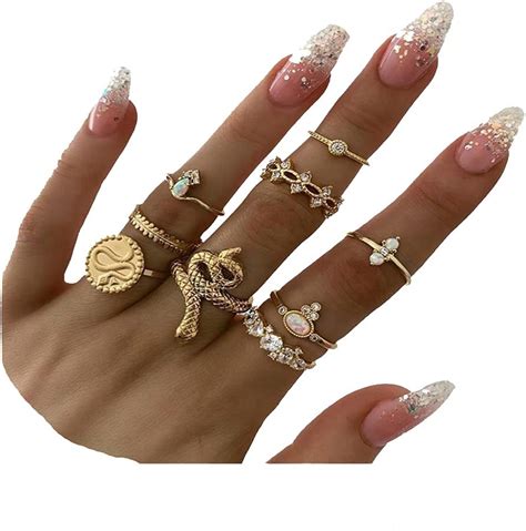 Amazon Csiyanjry Gold Snake Ring Set Medusa Jewelry Egyptian